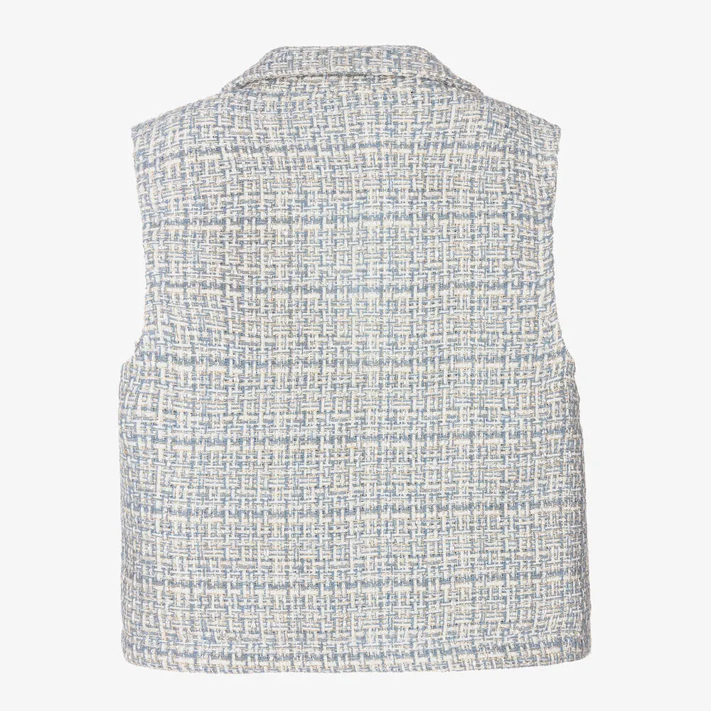 Girls Blue Tweed Waistcoat