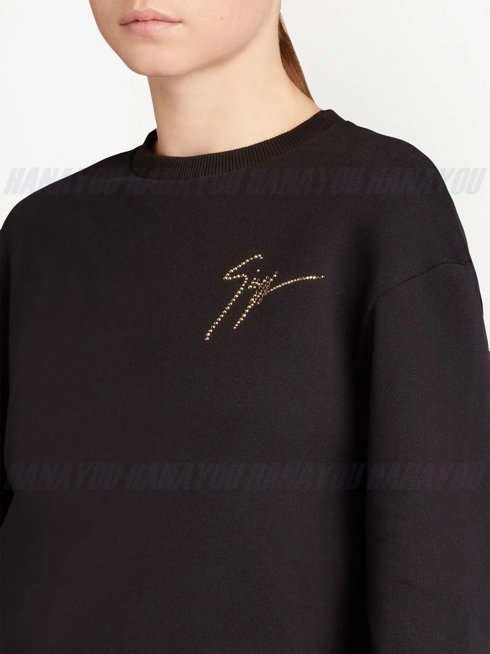 GIUSEPPE ZANOTTI  |Crew Neck Sweat Blended Fabrics Long Sleeves Plain Cotton