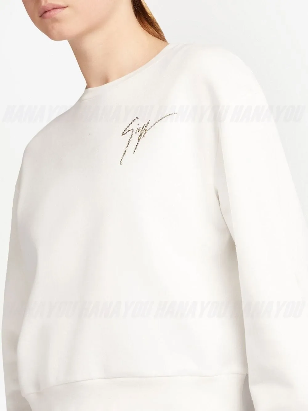 GIUSEPPE ZANOTTI  |Crew Neck Sweat Blended Fabrics Long Sleeves Plain Cotton