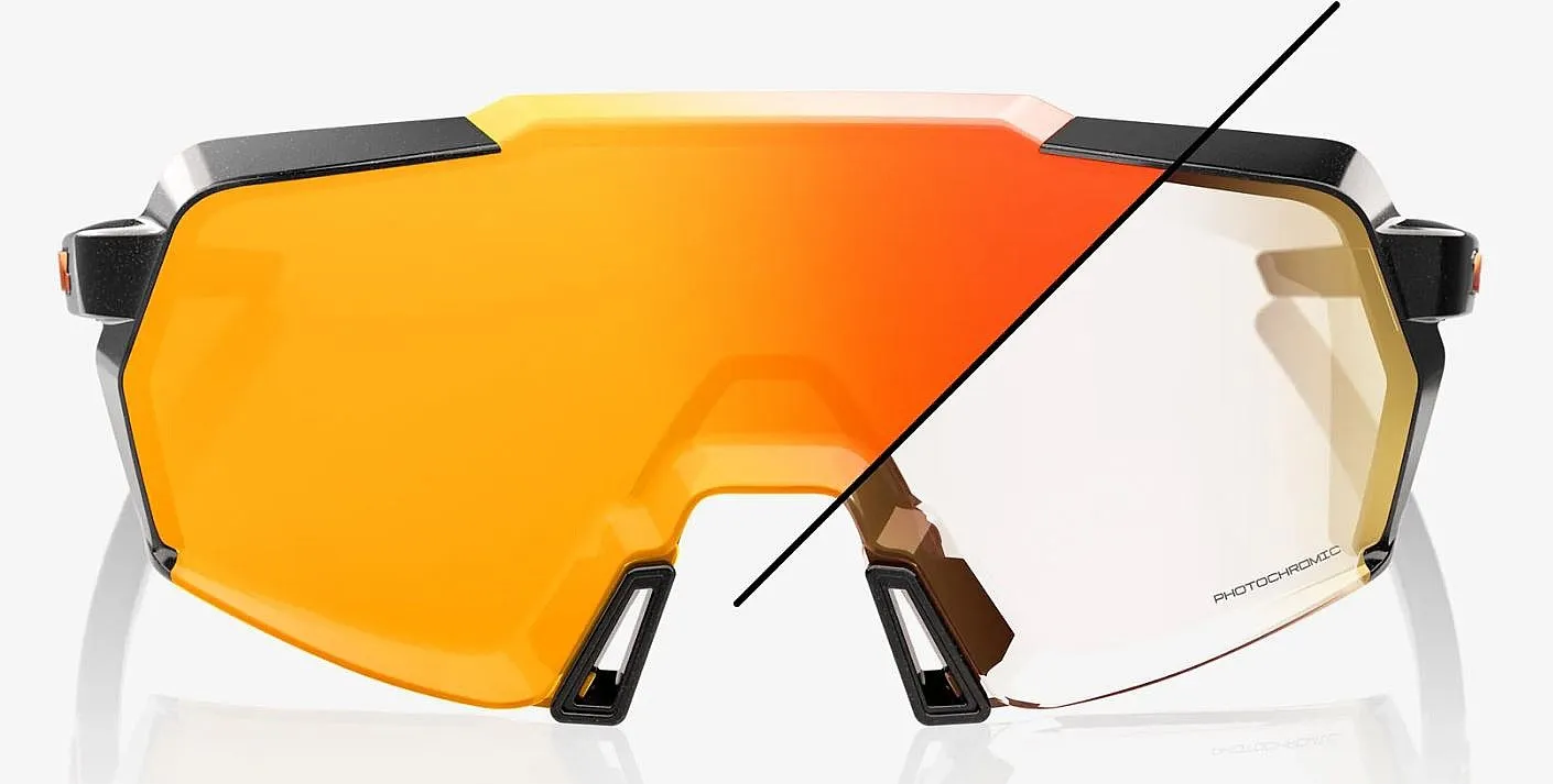 glasses 100% Korbin - Gloss Metallic Black/Orange Flash Mir.Photochromic