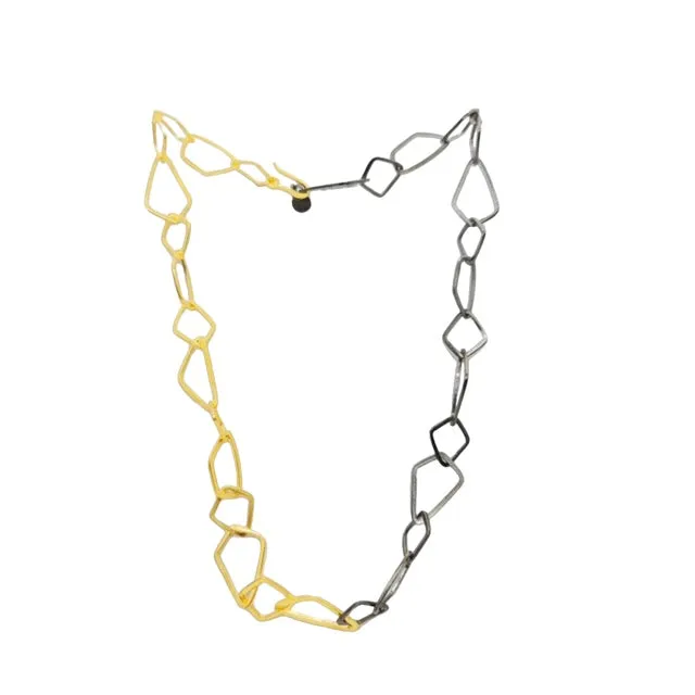 Gold and Rhodium Irregular Link Necklace