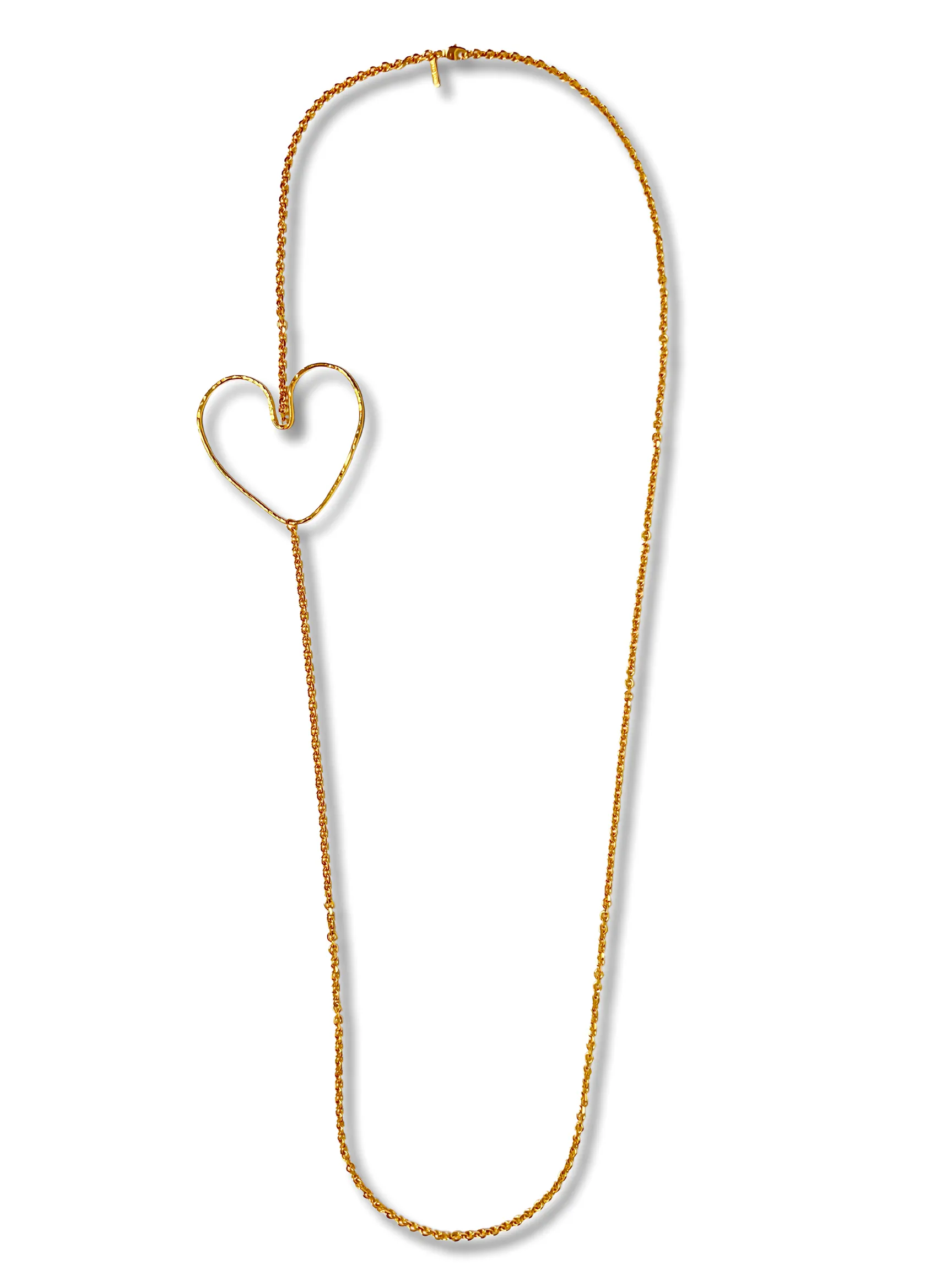 Gold Fluttering Heart Chain Necklace