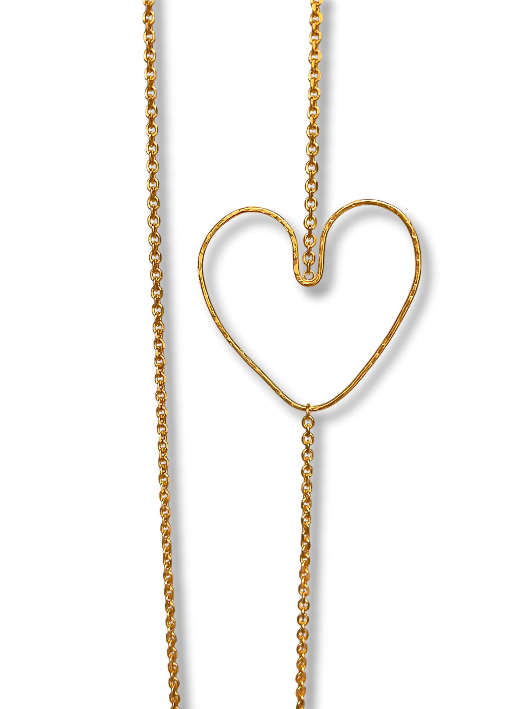 Gold Fluttering Heart Chain Necklace