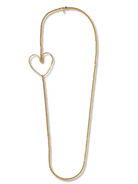 Gold Fluttering Heart Chain Necklace