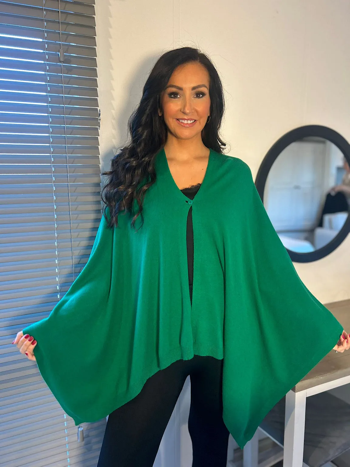 Green Button Detail Cape Millie