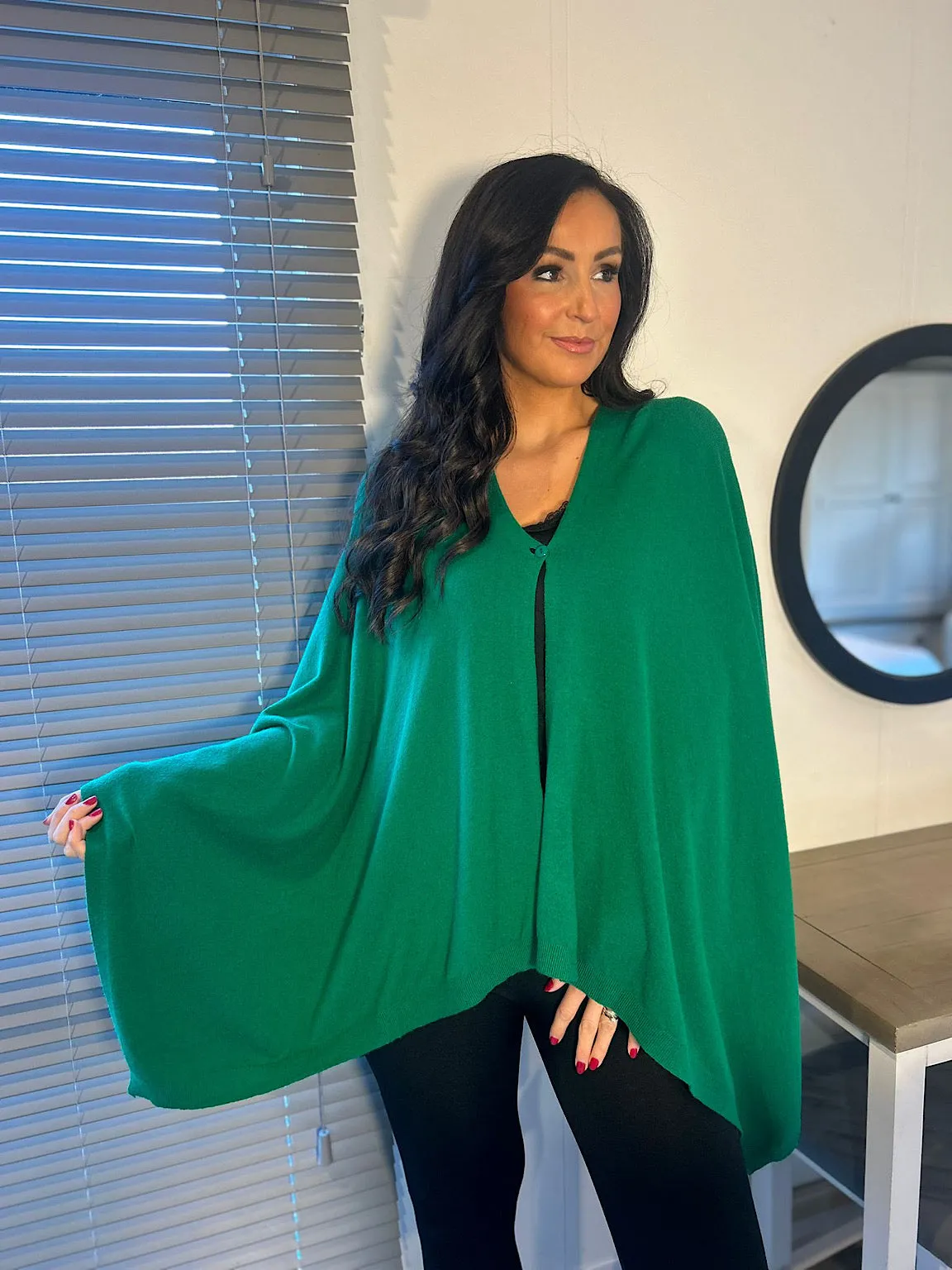 Green Button Detail Cape Millie