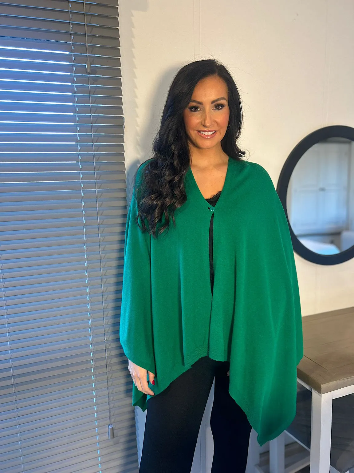 Green Button Detail Cape Millie