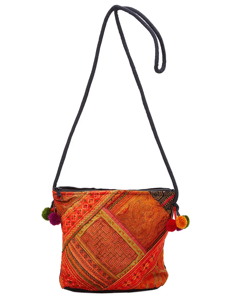 Hmong Messenger Bag with Pom Pom