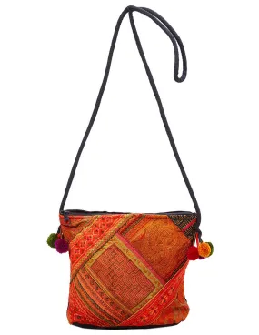 Hmong Messenger Bag with Pom Pom