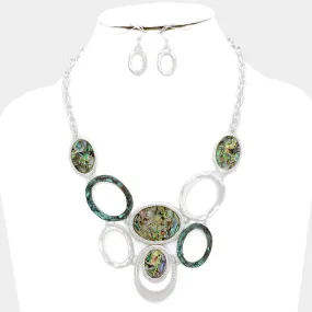 iLLASPARKZ Abalone disc & hammered hoop link necklace