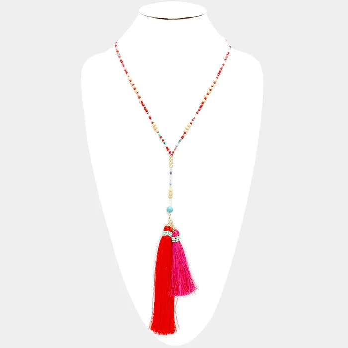 iLLASPARKZ Colorful Beaded Tassel Necklace