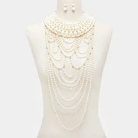 iLLASPARKZ Draped long pearl strand bib necklace