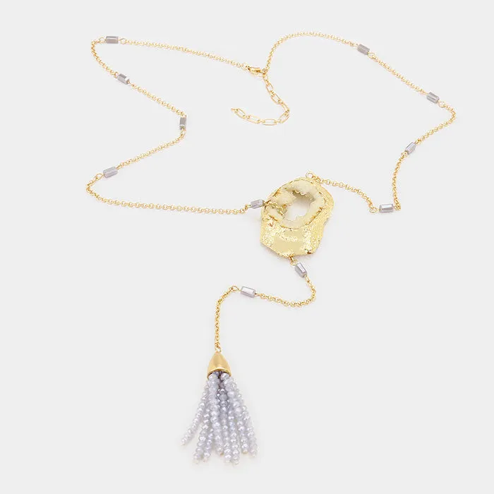 iLLASPARKZ Druzy Tassel Toggle Necklace