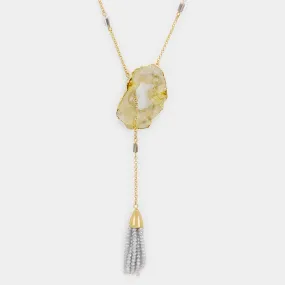 iLLASPARKZ Druzy Tassel Toggle Necklace