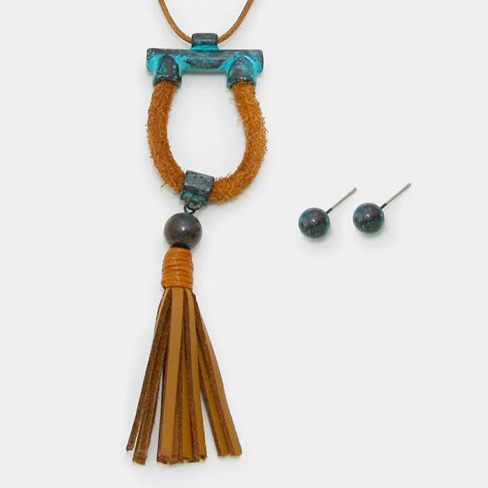 iLLASPARKZ Faux leather tassel drop long necklace