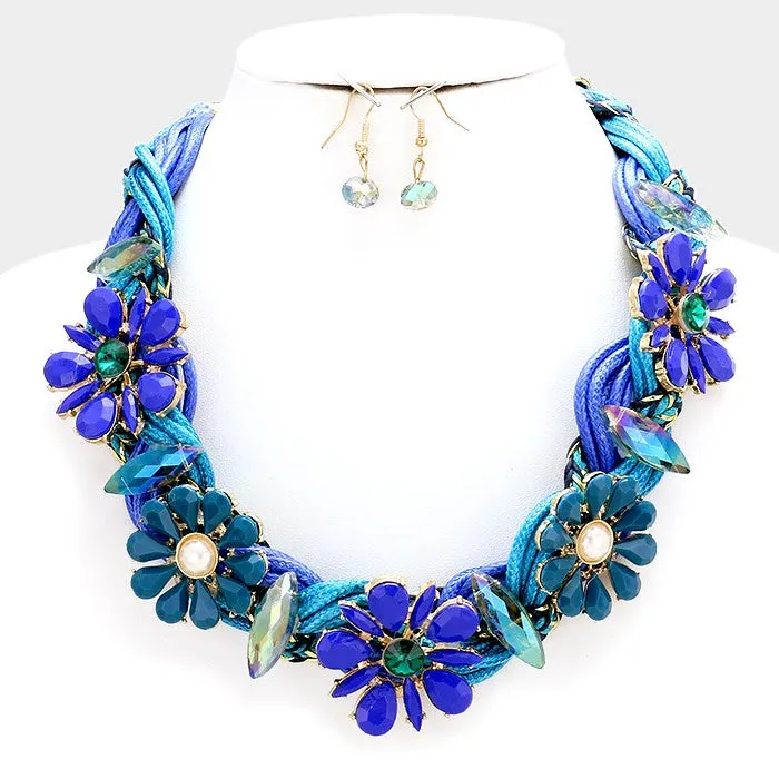 iLLASPARKZ Flower & twisted multi-cord collar necklace