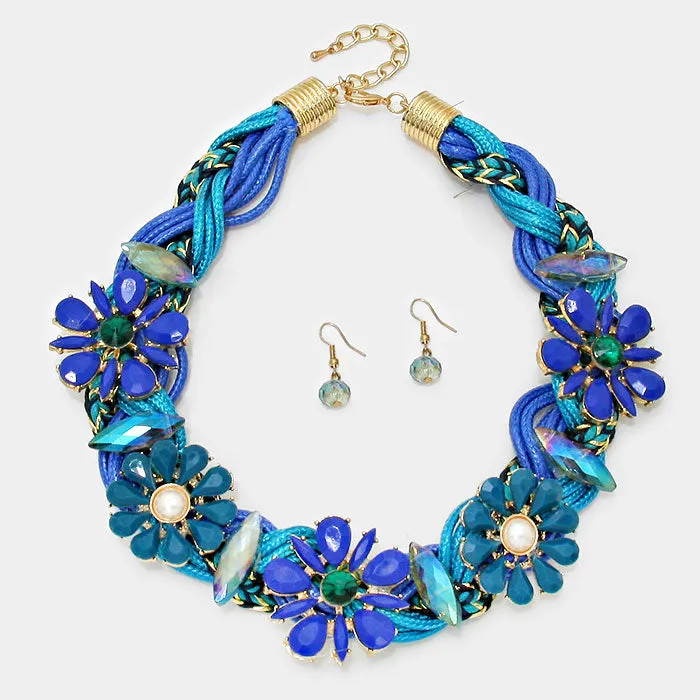 iLLASPARKZ Flower & twisted multi-cord collar necklace