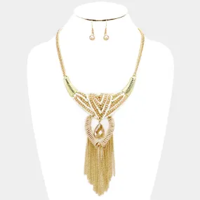 iLLASPARKZ Glass bead drop lacquered chain fringe necklace