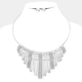 iLLASPARKZ Metal & crystal bar fringe necklace