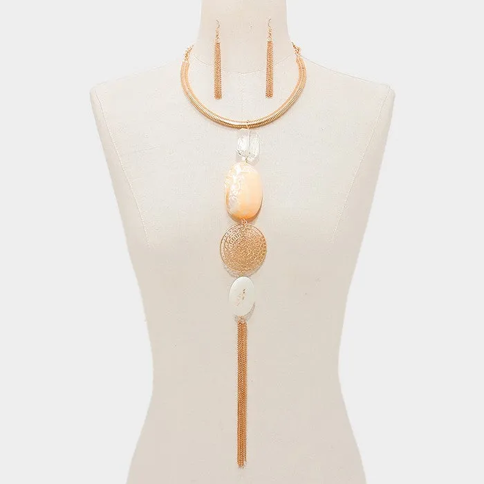 iLLASPARKZ Natural stone & tassel drop necklace