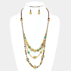 iLLASPARKZ Triple layer antique metal bead strand bib necklace