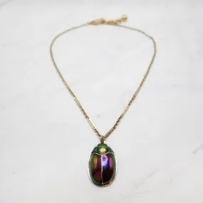 Iridescent Scarab Beetle Eternal Necklace