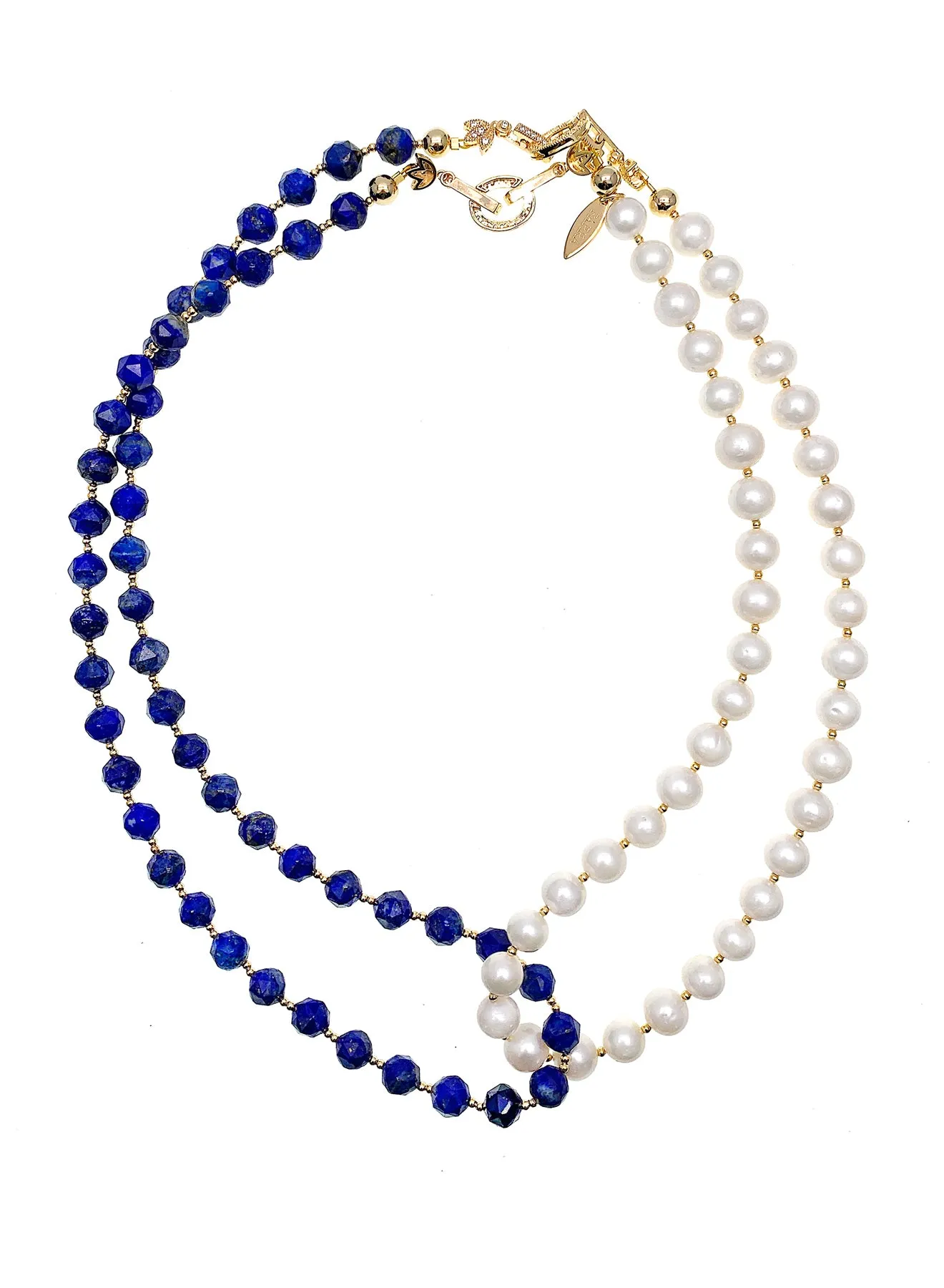 Lapis & Freshwater Pearls Versatile Necklace HN001