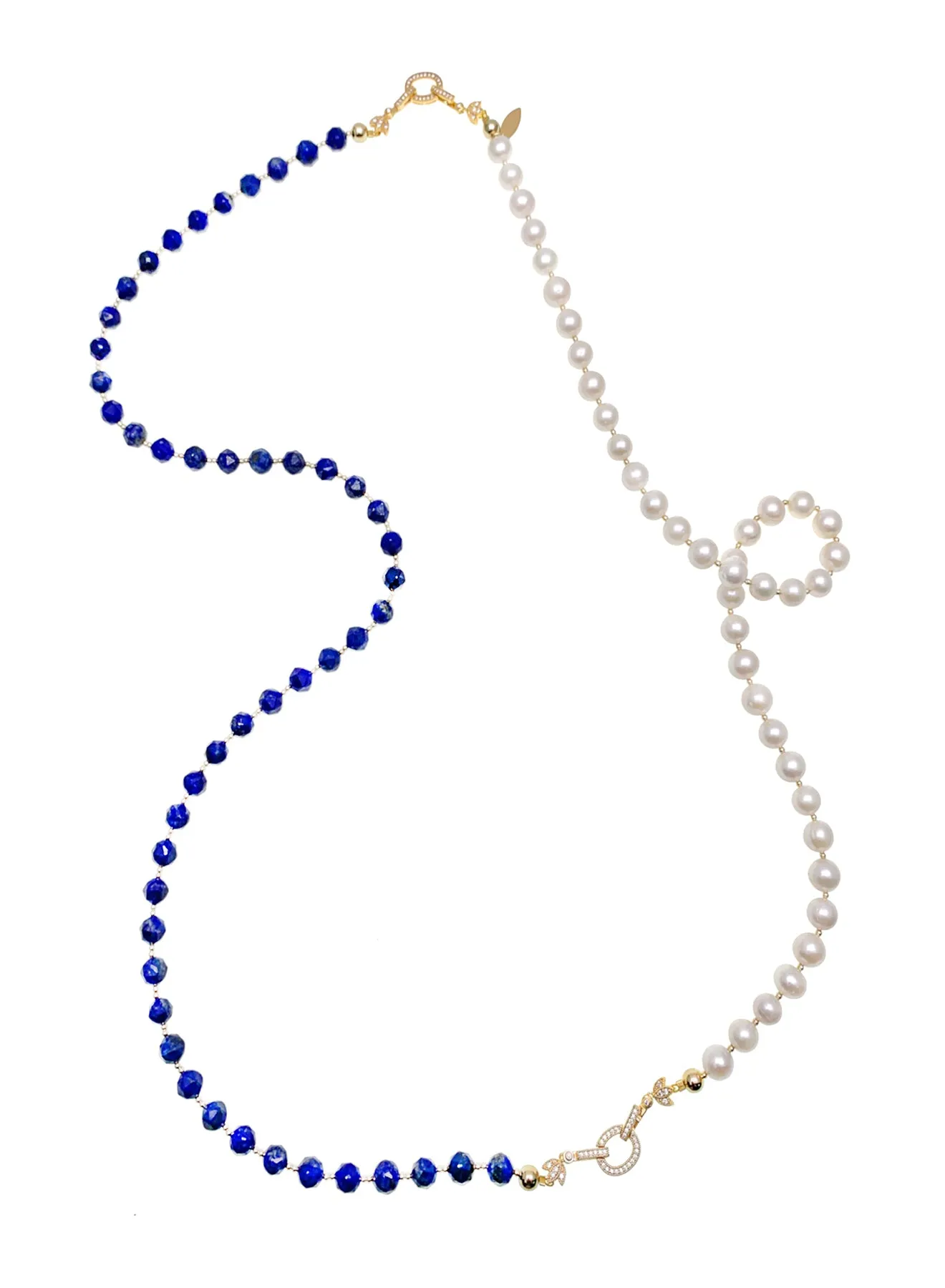 Lapis & Freshwater Pearls Versatile Necklace HN001