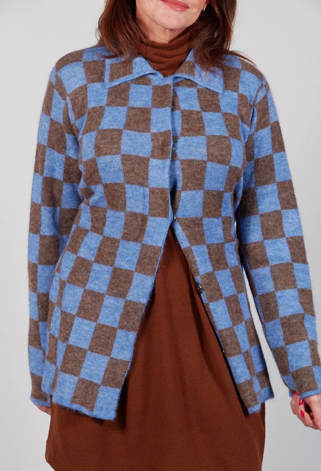 Lauren Knitted Shirt in Blue and Brown