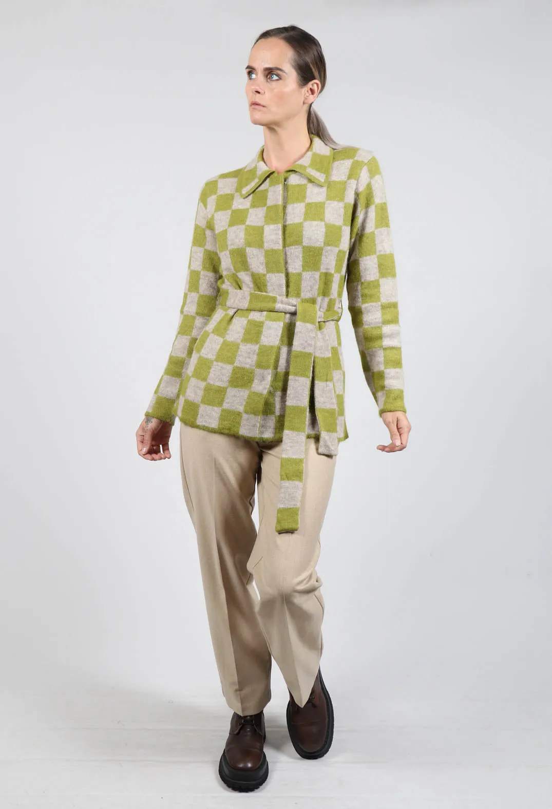 Lauren Knitted Shirt in Green and Beige