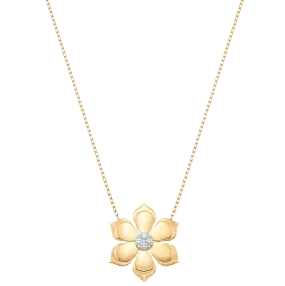 Lierre Gold and Pear Diamond Large Flower Necklace