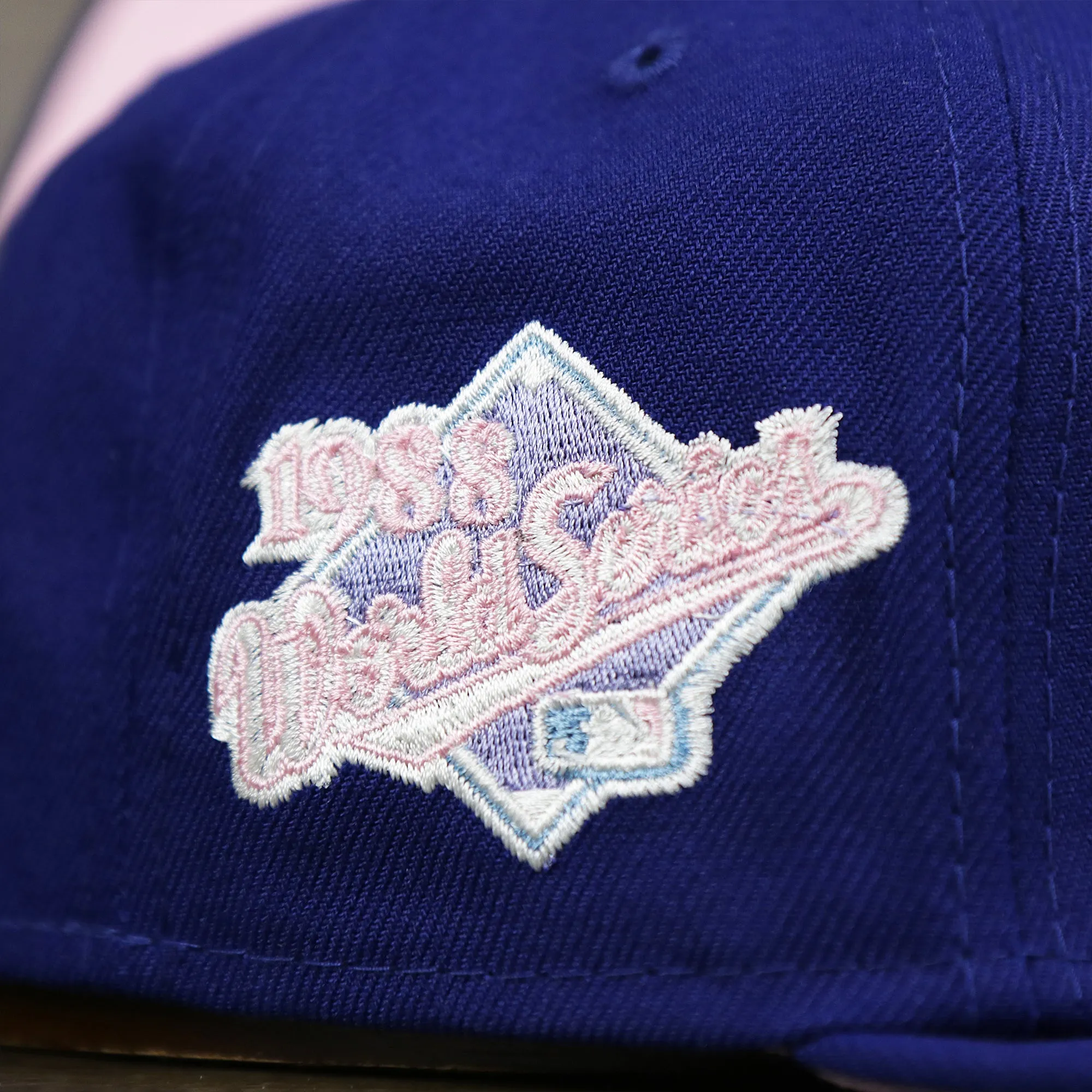 Los Angeles Dodgers Pop Sweat Pastel World Series Side Patch Fitted Cap With Pink Undervisor | Royal Blue 59Fifty Cap