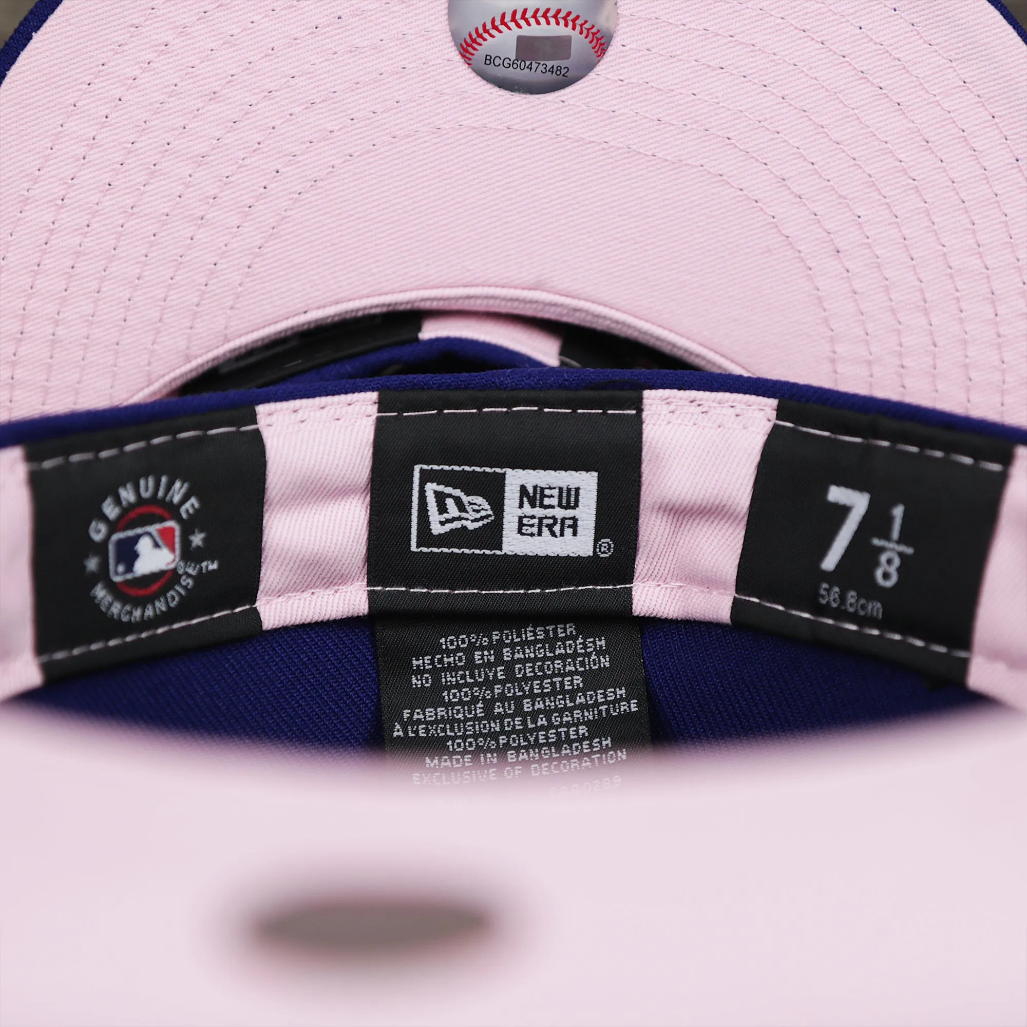 Los Angeles Dodgers Pop Sweat Pastel World Series Side Patch Fitted Cap With Pink Undervisor | Royal Blue 59Fifty Cap