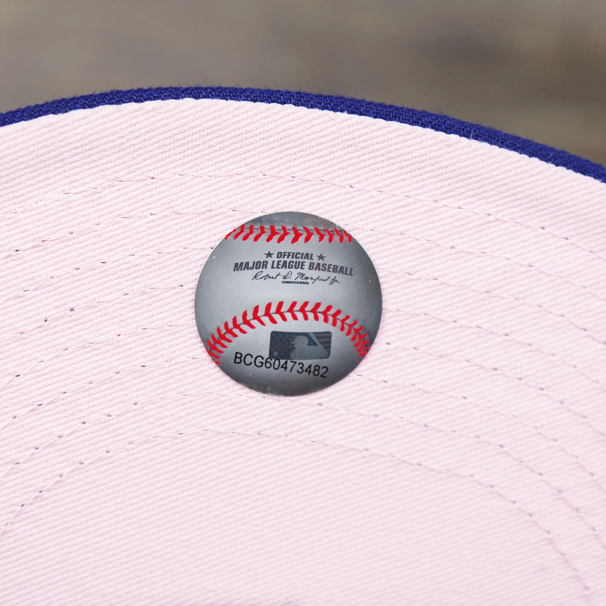 Los Angeles Dodgers Pop Sweat Pastel World Series Side Patch Fitted Cap With Pink Undervisor | Royal Blue 59Fifty Cap