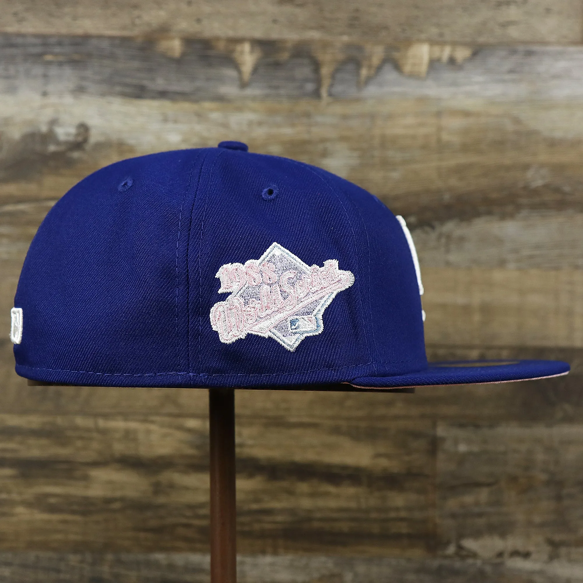 Los Angeles Dodgers Pop Sweat Pastel World Series Side Patch Fitted Cap With Pink Undervisor | Royal Blue 59Fifty Cap