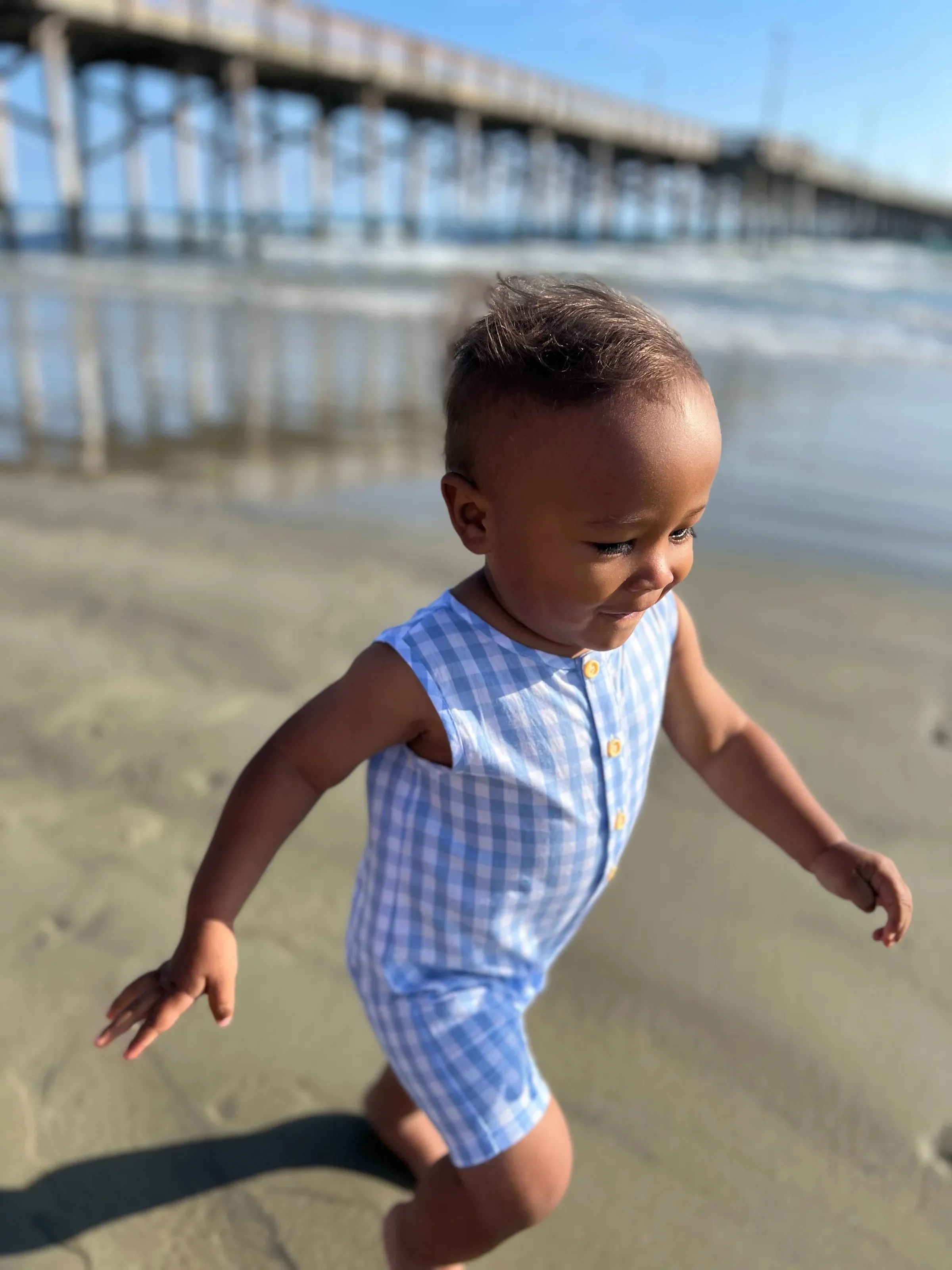 Me & Henry Blue Plaid Playsuit