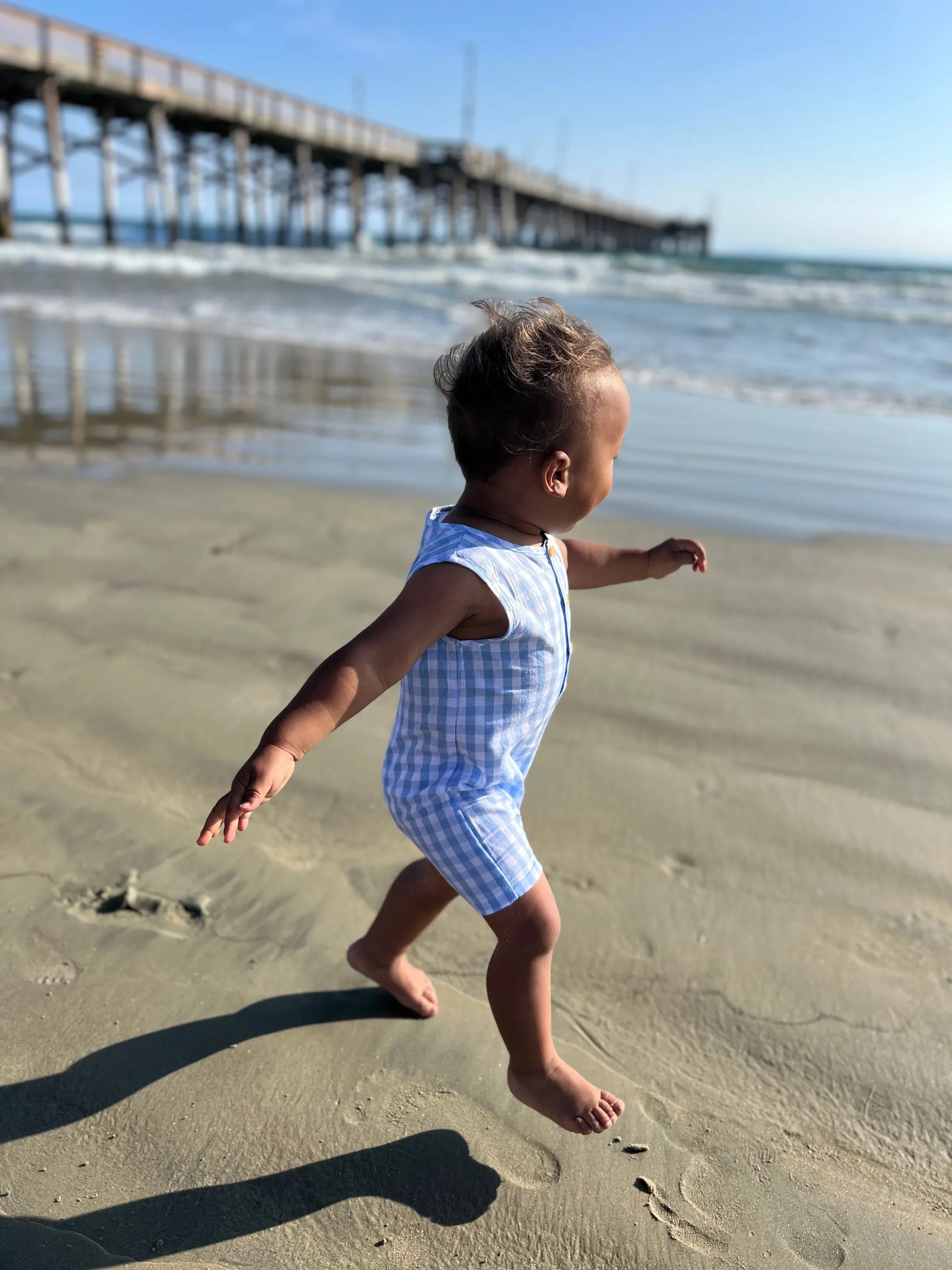 Me & Henry Blue Plaid Playsuit