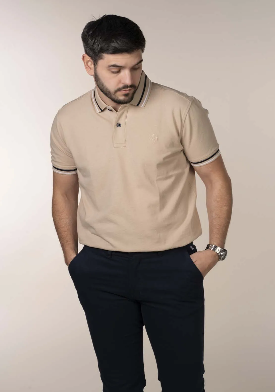 Mens Beige Polo Shirt