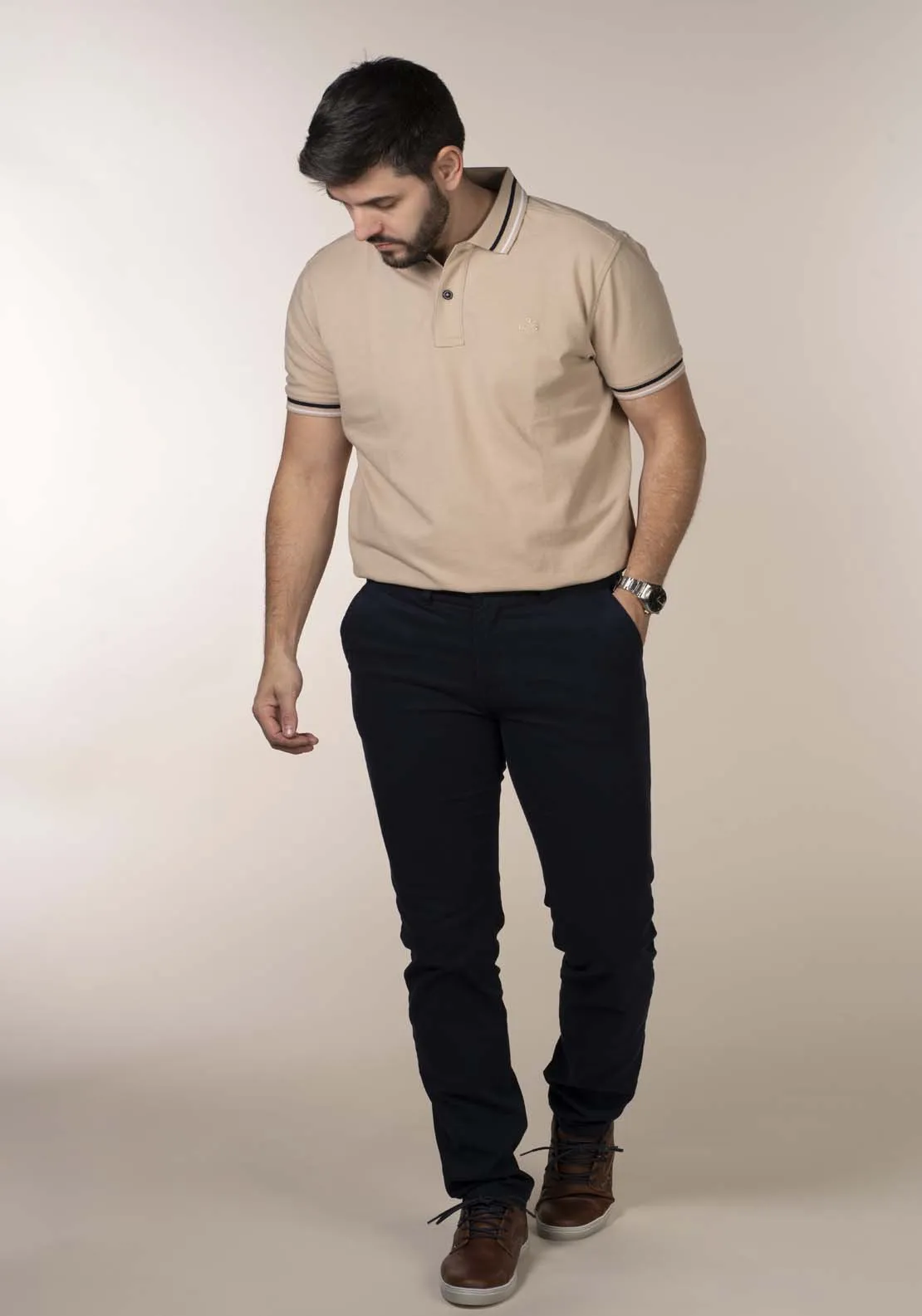 Mens Beige Polo Shirt