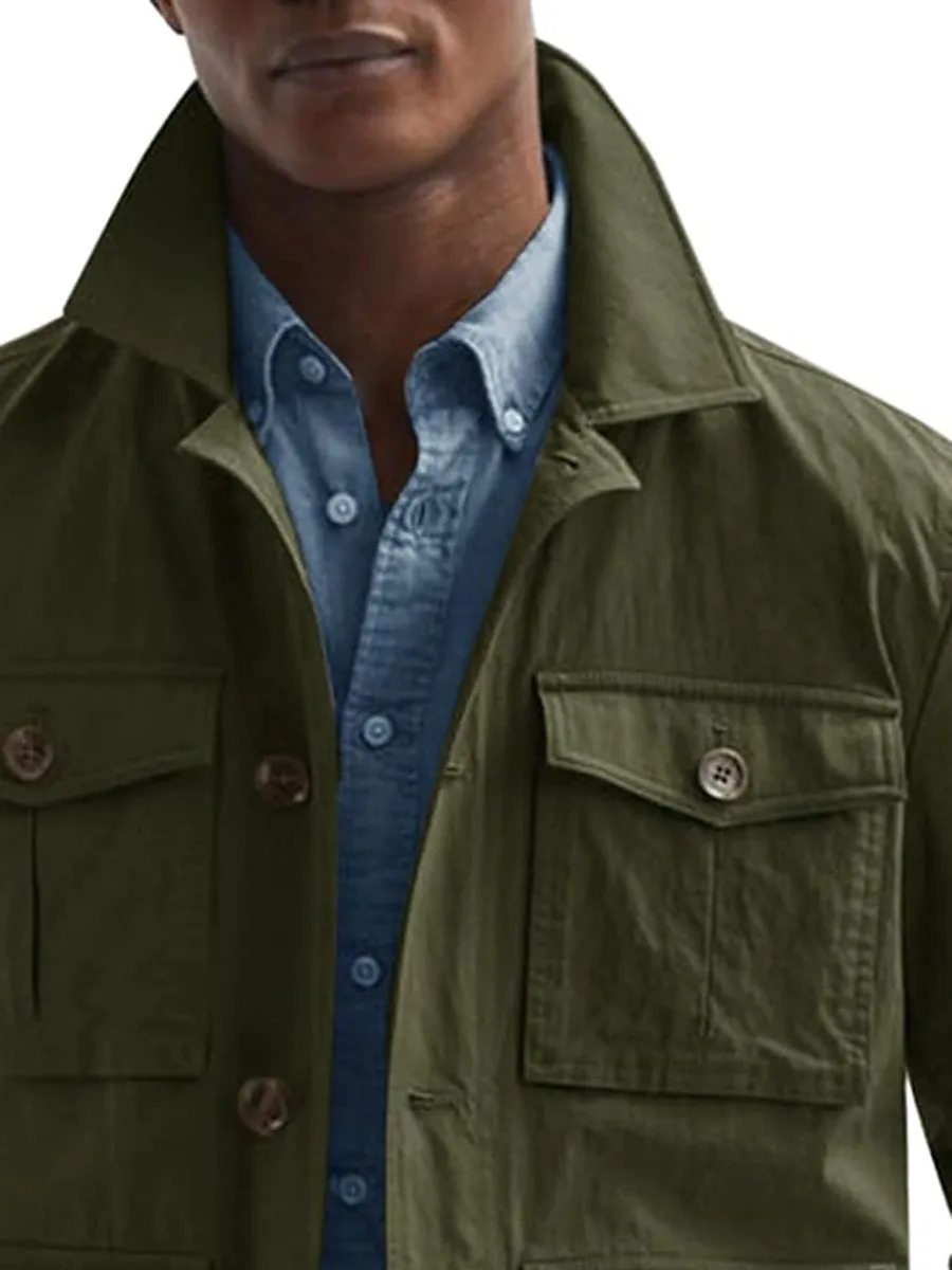 Mens Casual Lightweight Button Up Safari Jacket