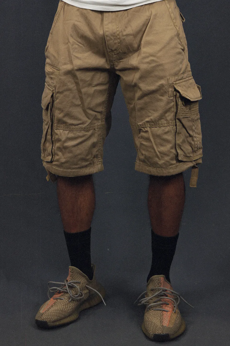 Men's Khaki Combat Shorts Six Pocket Cargo Shorts To Match Sneakers | Khaki