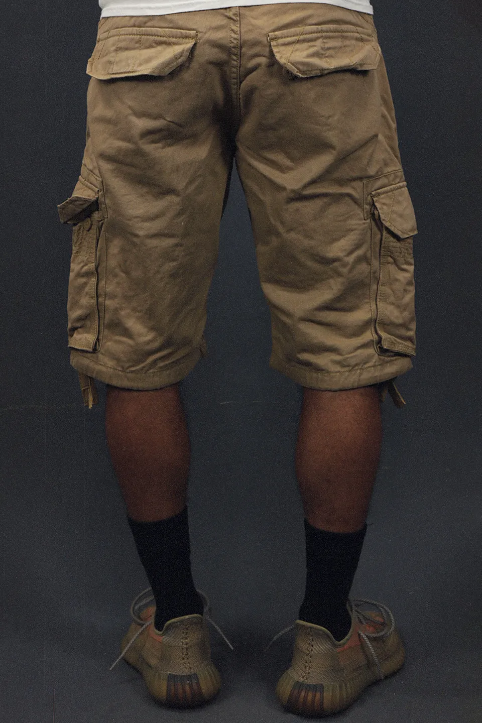 Men's Khaki Combat Shorts Six Pocket Cargo Shorts To Match Sneakers | Khaki