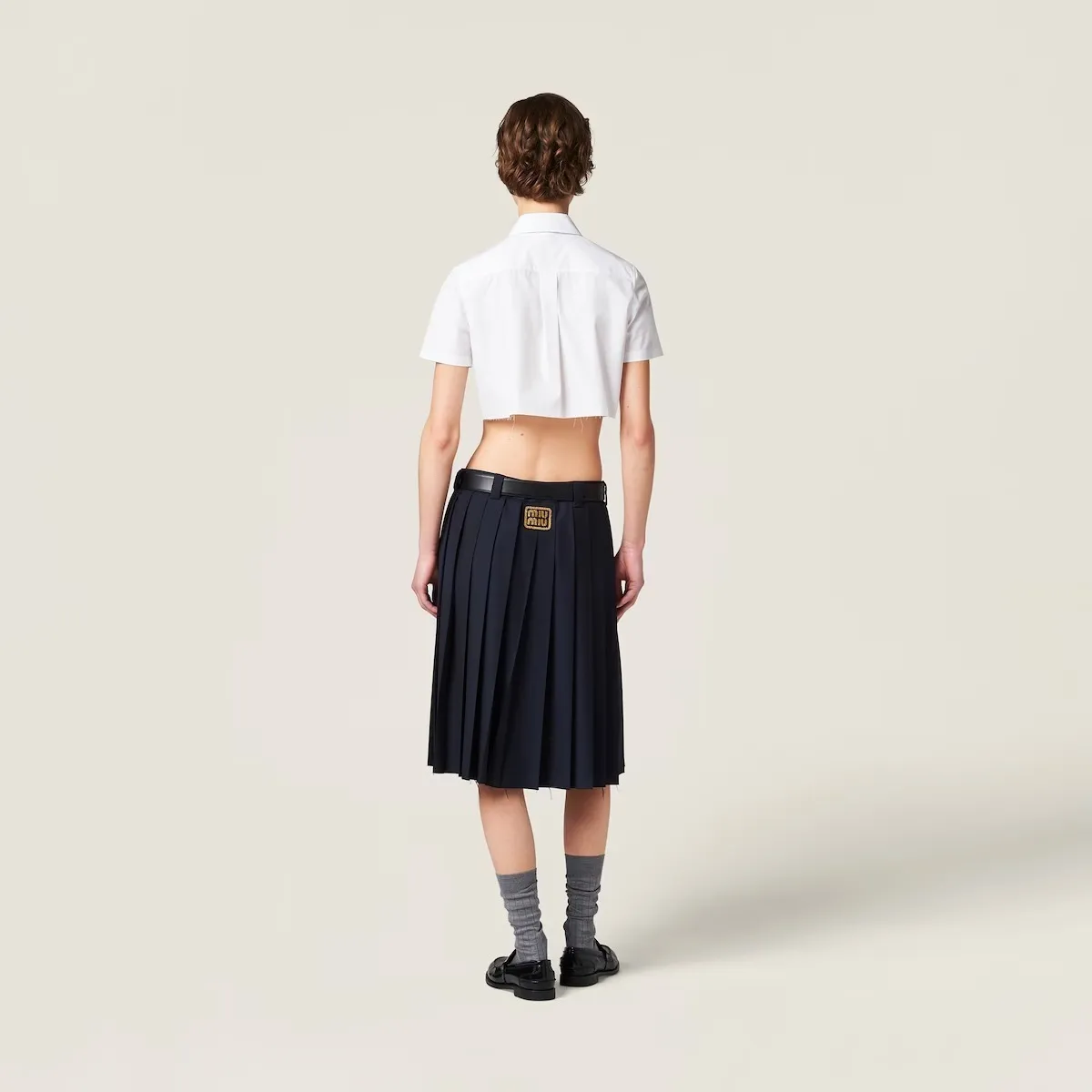 MiuMiu  |Casual Style Plain Cotton Short Sleeves Elegant Style Logo