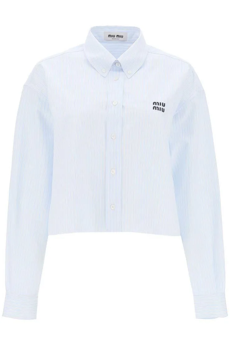 MiuMiu  |Stripes Casual Style Long Sleeves Cotton Elegant Style Logo