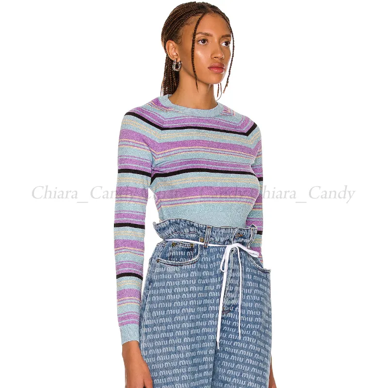 MiuMiu  |Stripes Casual Style Silk Nylon Long Sleeves Elegant Style