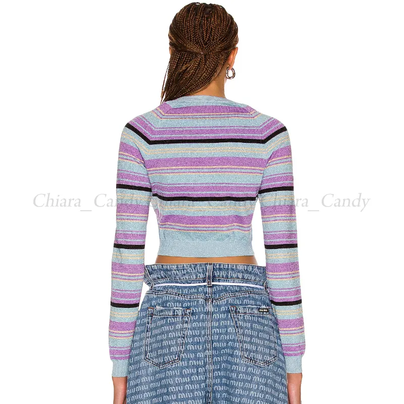 MiuMiu  |Stripes Casual Style Silk Nylon Long Sleeves Elegant Style