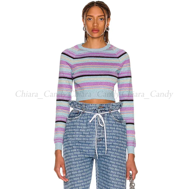 MiuMiu  |Stripes Casual Style Silk Nylon Long Sleeves Elegant Style