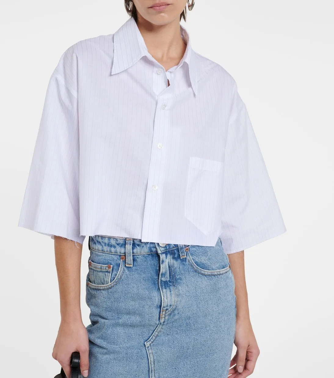 MM6 Maison Margiela  |Casual Style Street Style Cotton Short Sleeves Cropped Tops