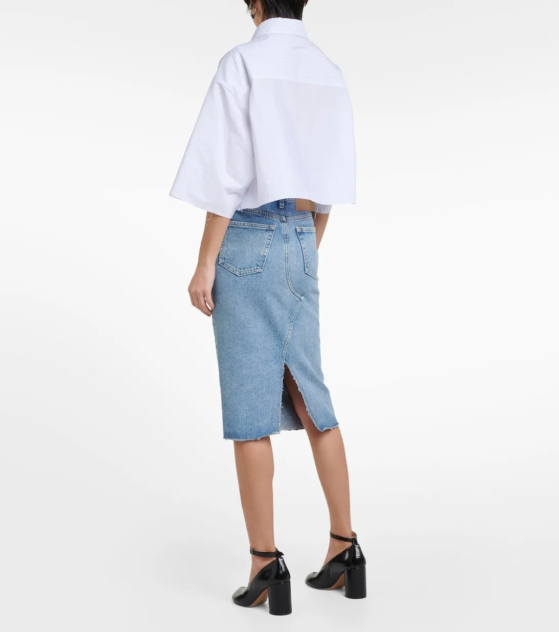 MM6 Maison Margiela  |Casual Style Street Style Cotton Short Sleeves Cropped Tops