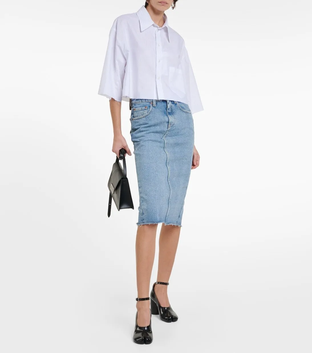 MM6 Maison Margiela  |Casual Style Street Style Cotton Short Sleeves Cropped Tops